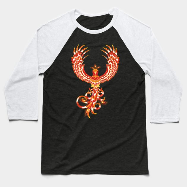 Mythical Phoenix Bird Baseball T-Shirt by AnnArtshock